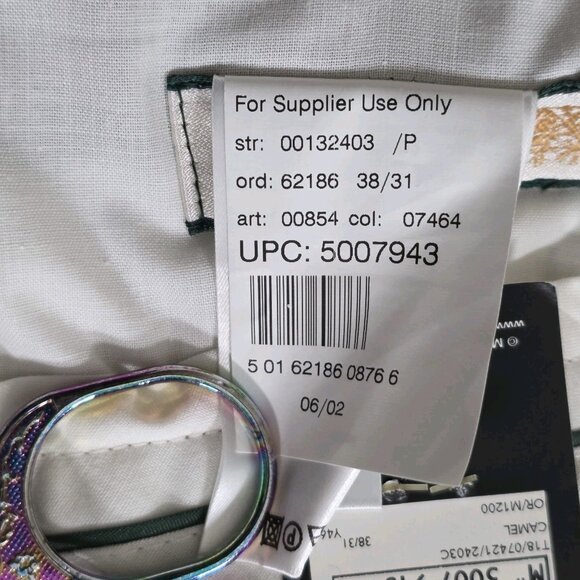 Marks Spencer Pants Mens 38 x 31 Beige Zip Wool Blend Pockets Classic Trousers - Picture 11 of 16